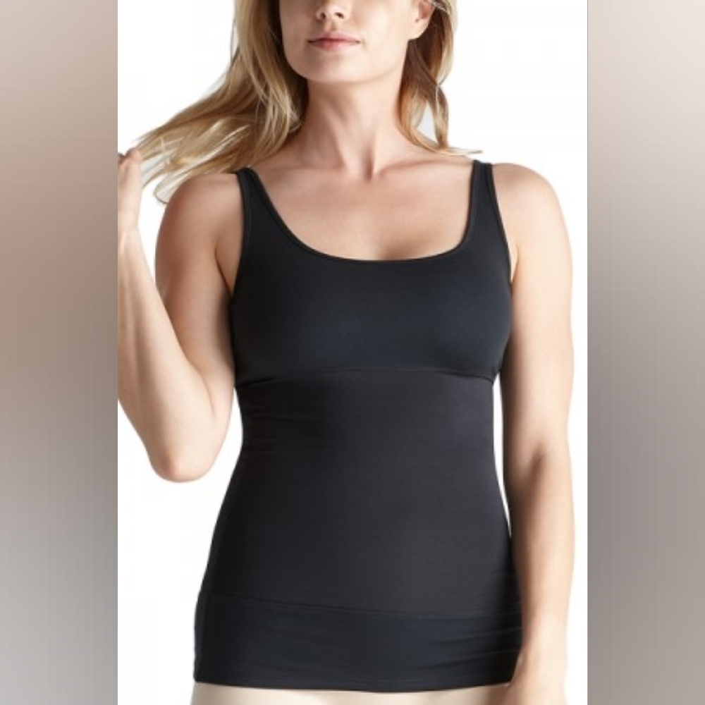 Yummie Tummie Pearl Scoop Neck Tank in Black YT1-196 Small